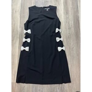 Karl Lagerfeld Paris Black Women's Bow Detail Crew Neck Cocktail Dress Size 12